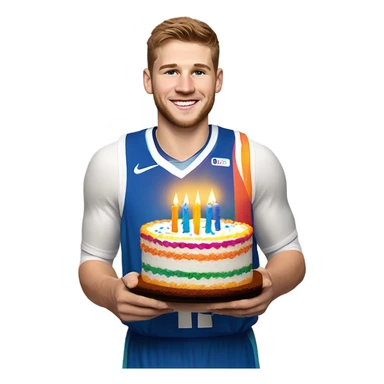 luka doncic with a birthday cake sticker