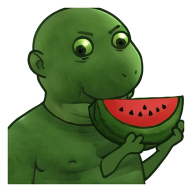 Bald black man with watermelon sticker