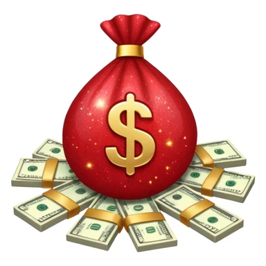 red glitter money sticker