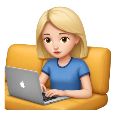 A girl is lying on the couch with a laptop, working sticker