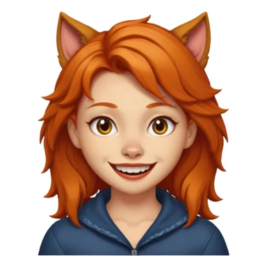 Werewolf ginger hair girl with a smile sticker