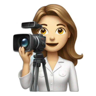 White film director woman holding a cinema camera sticker