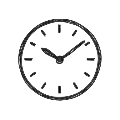 hand drawn outlined icon of a clock, no fill sticker