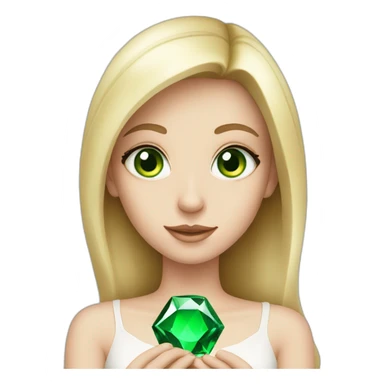 white girl with green eyes, holding a gem in his hands sticker