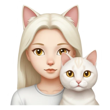 A white jinjila cat with a girl sticker