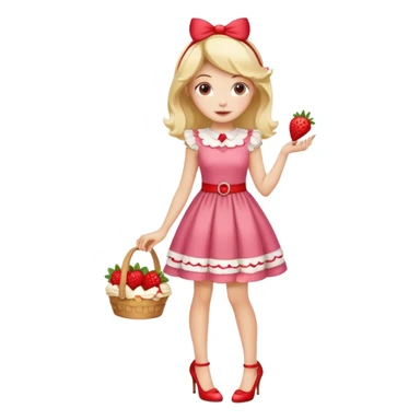 pretty and cute realistic modern day strawberry shortcake full body with high heels emoji sticker