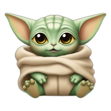 baby yoda with calico cat sticker