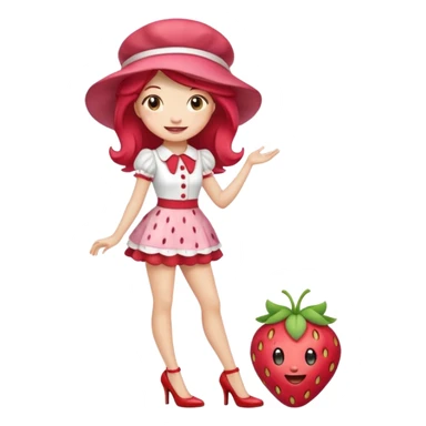 pretty and cute realistic modern day strawberry shortcake full body with high heels emoji sticker