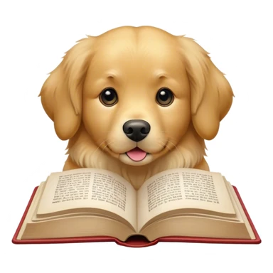 Golden retriever head inside the pages of an open book sticker