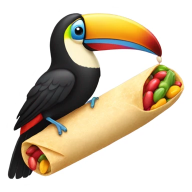 A toucan kissing a bean burrito sticker