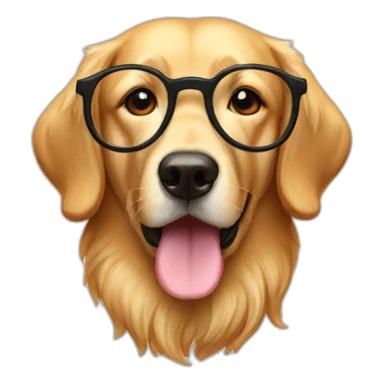 a golden retreiver with spectacles sticker