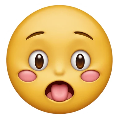 Round yellow emoji face with a bored expression, downturned mouth and tongue poking out, half opened eyes sticker