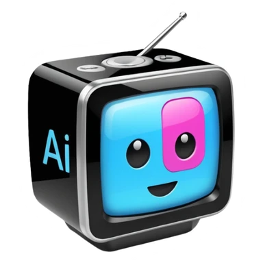 A friendly TV box that reads A.I. sticker