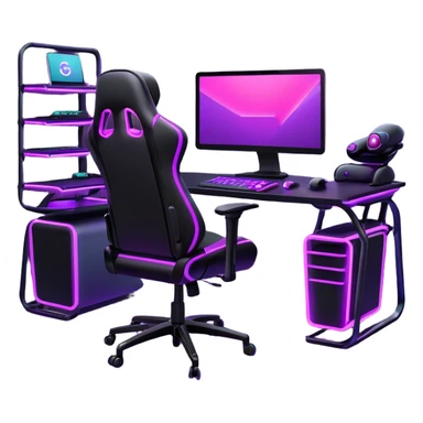 purple gaming setup sticker