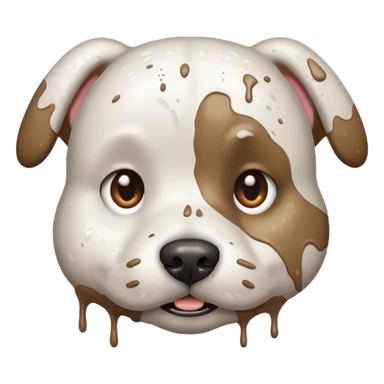very muddy and dirty white dog face  sticker