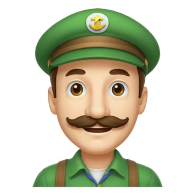 Luigi from Mario with green hat, mustache, cheerful expression sticker