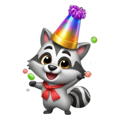 racooon celebrate with party poper sticker