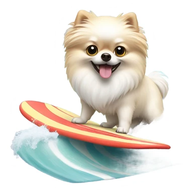 White Pomeranian surfing sticker