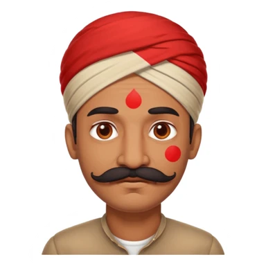 indian man with mustache red dot sticker