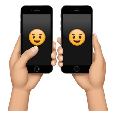 hands holding a cell phone sticker