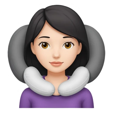 woman using travel pillow sticker