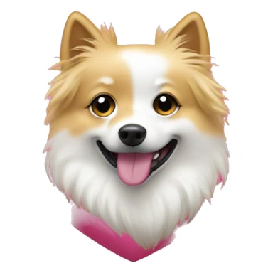 White and blonde spots spitz in a pink heart sticker