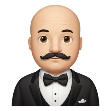 fat Bald guy with thick black mustache & bow tie sticker
