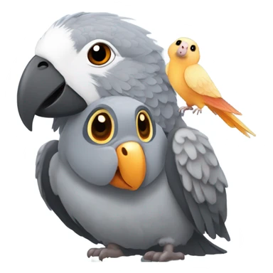 African grey parrot with guinea pig sticker