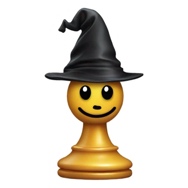 a black chess pawn with a wizard hat sticker