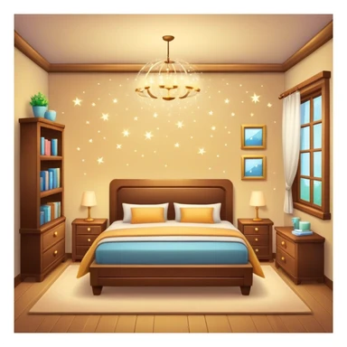cozy room with furniture and sparkles floating above the furniture sticker