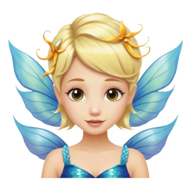 Blonde Mermaid with fairy wings and pixie haircut. sticker