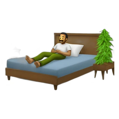 a men who somke weed on a bed sticker