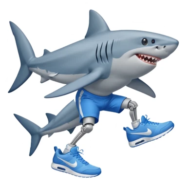 Shark with legs wearing blue Nikes and nothing else  sticker