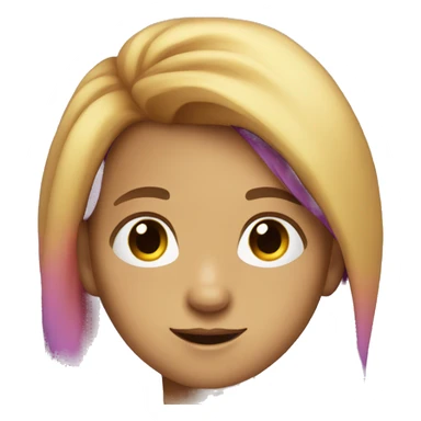 kid with long rainbow hair dark brown eyes and purple shirt sticker