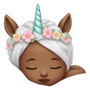 Sleeping white Newborn with unicorn headband sticker