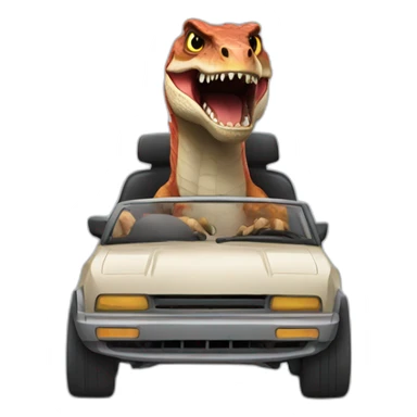 A raptor driving a car sticker