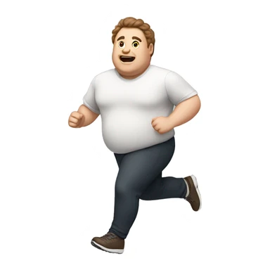A fat white guy with brown hair running  sticker