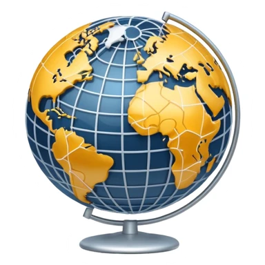 stylized globe with white network lines and nodes sticker