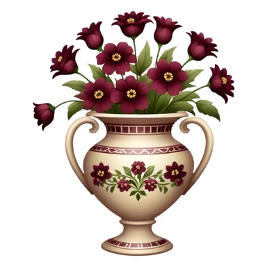 Vintage vase burgundy flowers sticker
