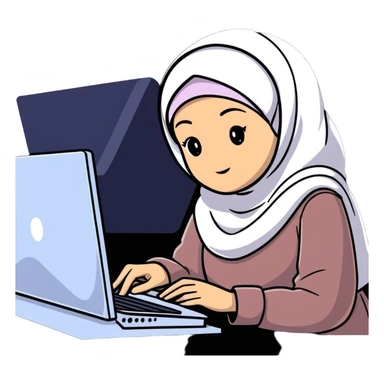 girl wearing hijab as computer science engineer working with metaverse digital world sticker