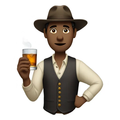 Native drinking whisky with cigarette sticker