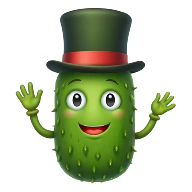 Pickle with a top hat sticker