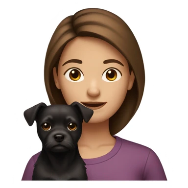 Brownhair girl with small black dog sticker