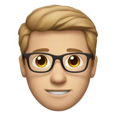  Guy with sharp nose blue eyes square glasses and straight light brown hair  sticker