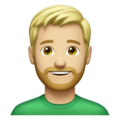 White blonde male with blonde beard wearing green shirt sticker