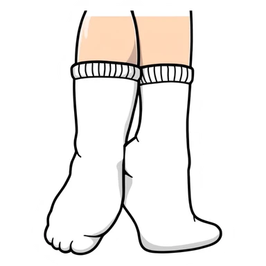 woman's feet wearing white crew socks viewed from directly underneath showing soles sticker
