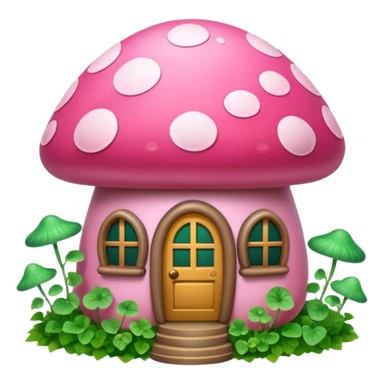 Pink little mushroom house covered in vines sticker