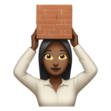 Woman holding brick over head sticker