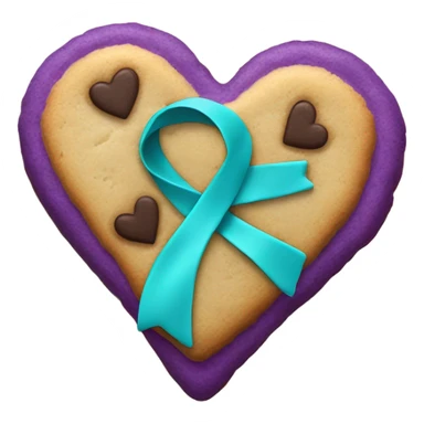 Purple teal Suicide awareness ribbon on heart cookie sticker