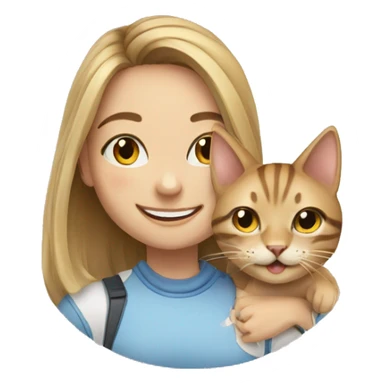 smiling girl with cat indoors sticker